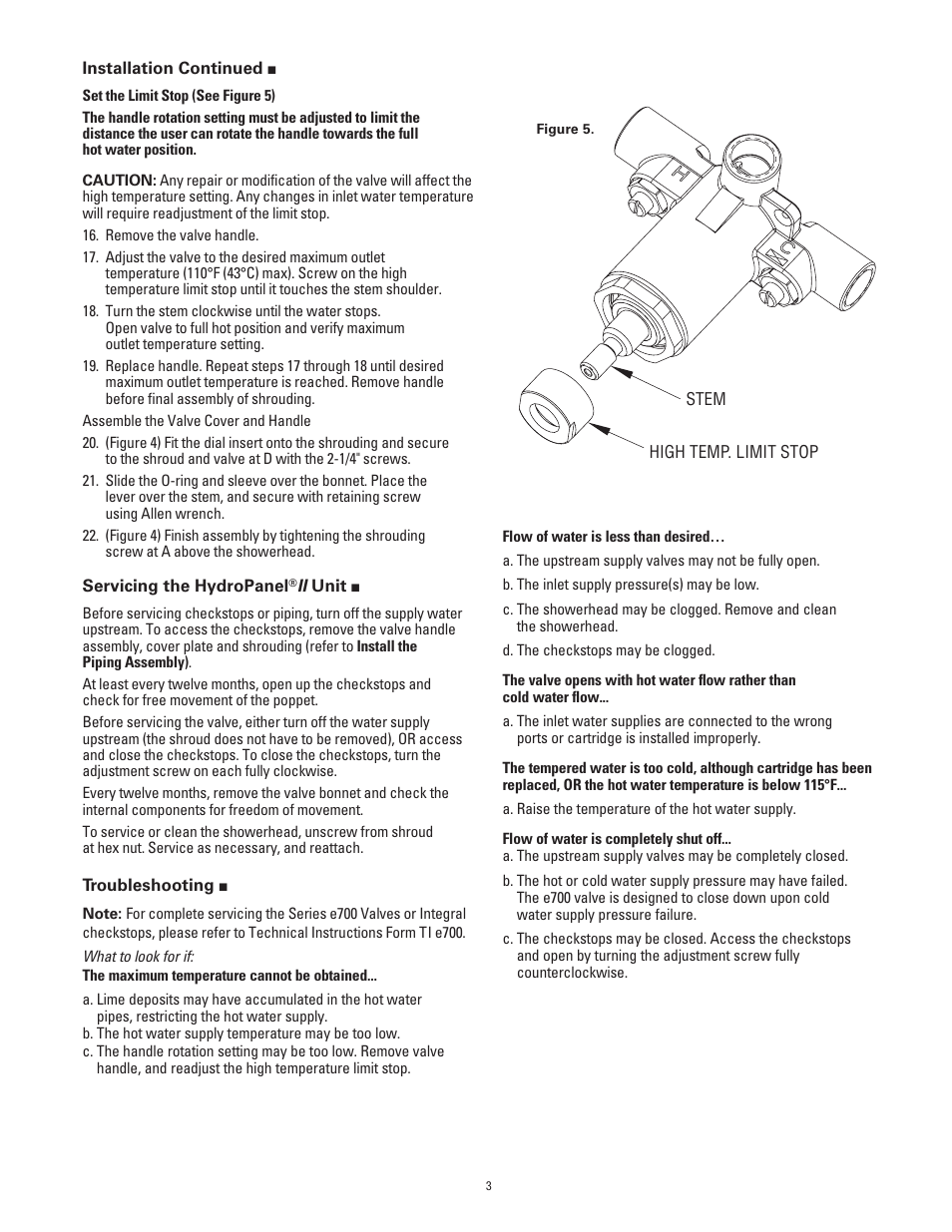 Powers 450-e700 HydroPanel II Shower System with HydroGuard T/P Series e700 Combination Valve User Manual | Page 3 / 4