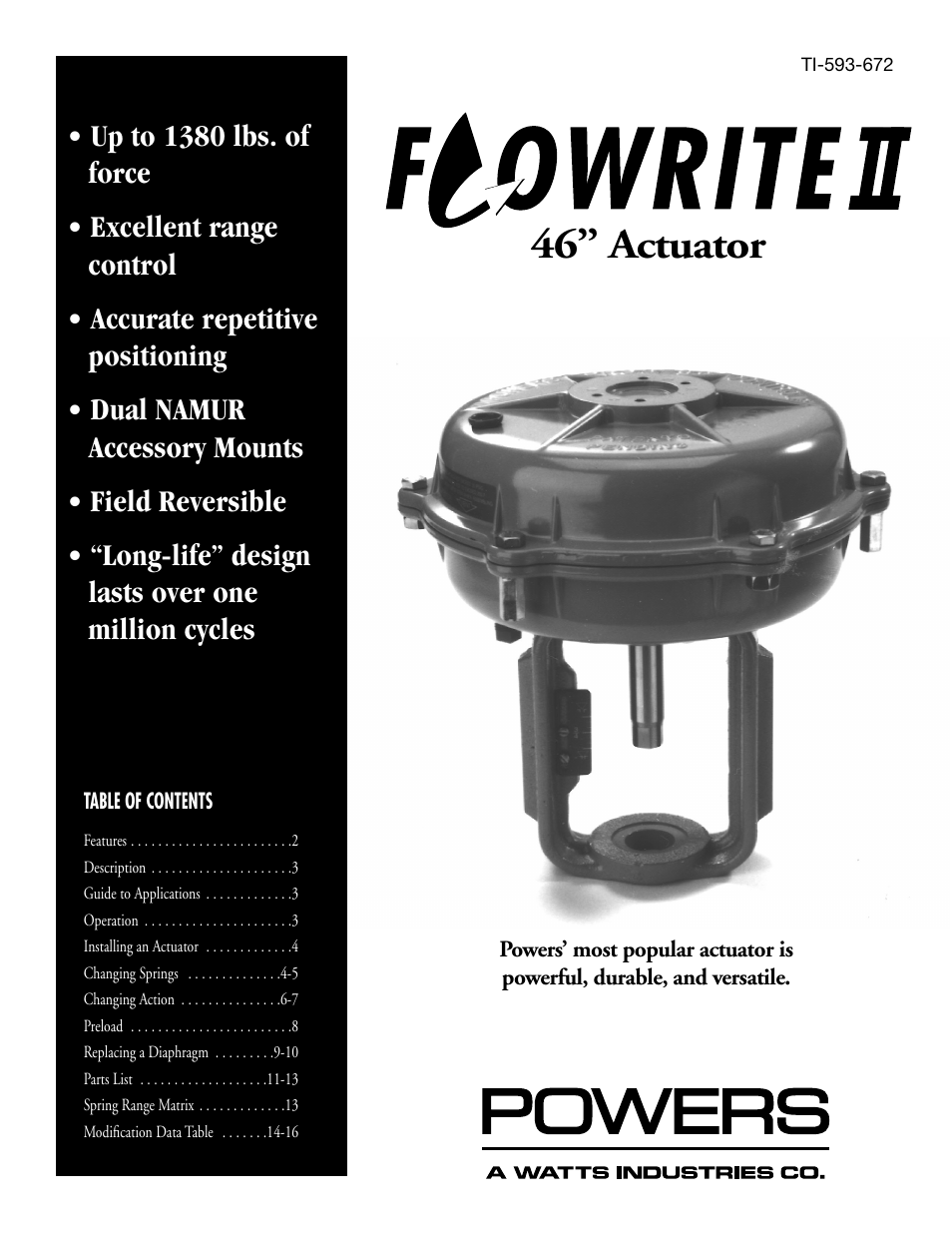 Powers 593 Series Flowrite II Heavy Duty Bronze Globe Control Valves User Manual | 16 pages