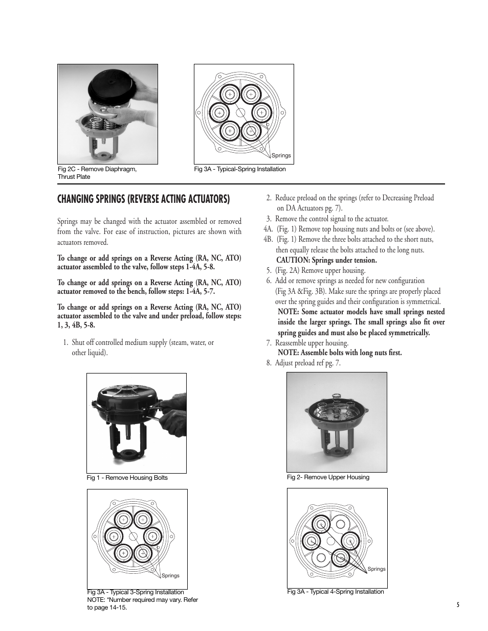 Changing springs (reverse acting actuators) | Powers 593 Series Flowrite II Heavy Duty Bronze Globe Control Valves User Manual | Page 5 / 16