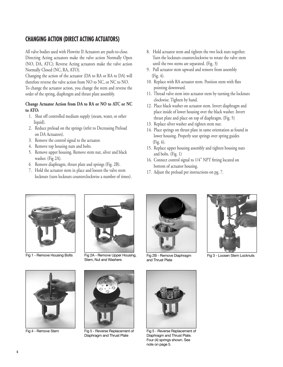 Changing action (direct acting actuators) | Powers 593 Series Flowrite II Heavy Duty Bronze Globe Control Valves User Manual | Page 6 / 16