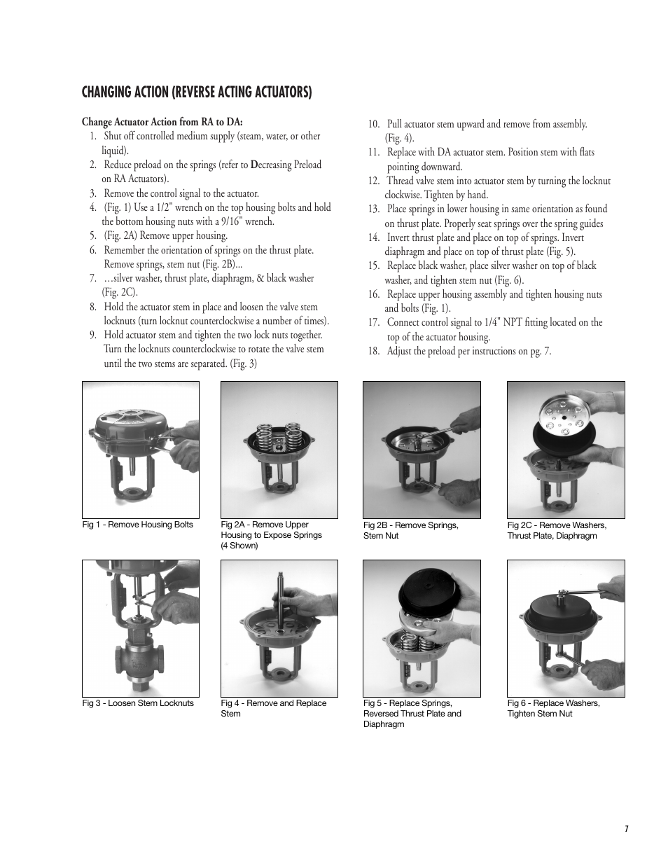 Changing action (reverse acting actuators) | Powers 593 Series Flowrite II Heavy Duty Bronze Globe Control Valves User Manual | Page 7 / 16