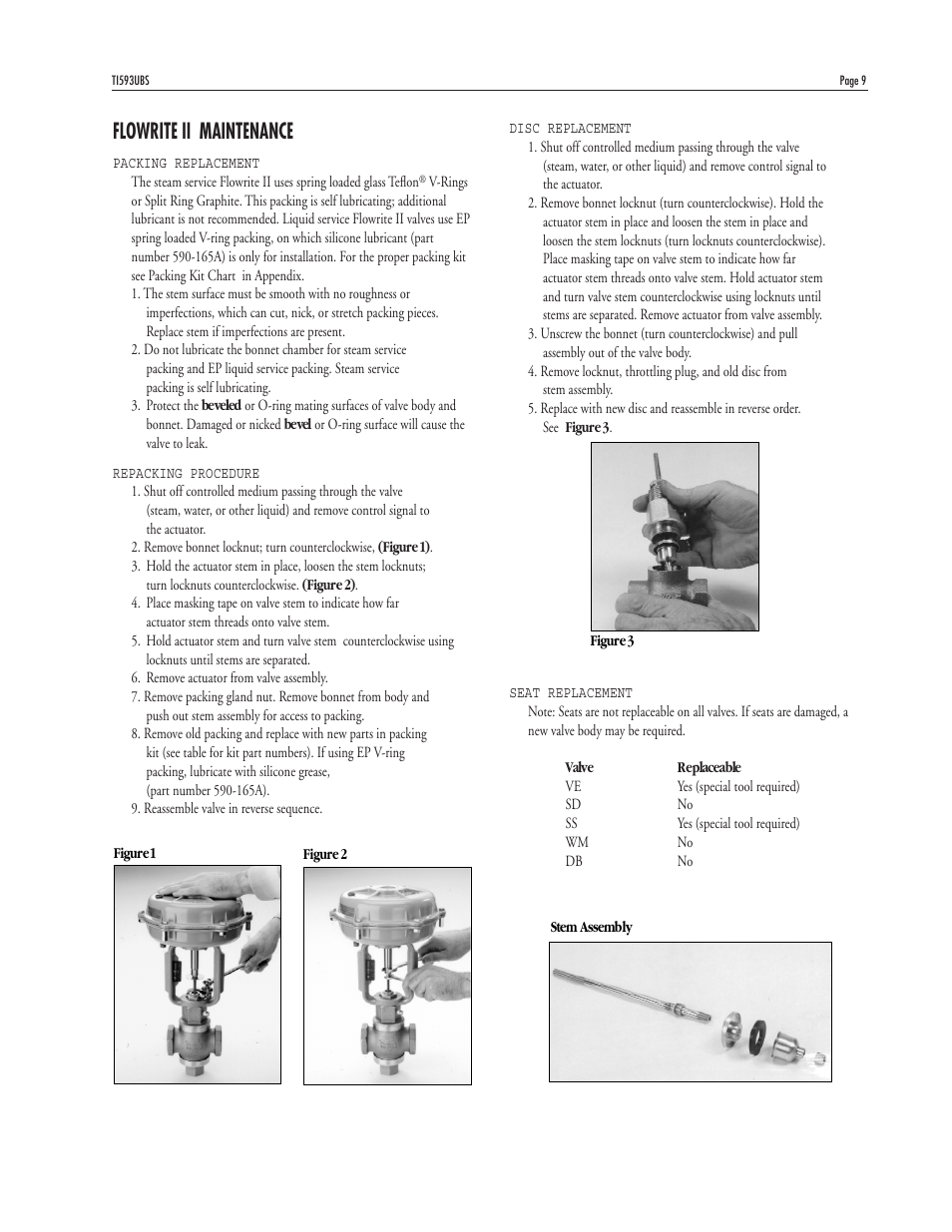 Flowrite ii maintenance | Powers 593 Series Flowrite II Heavy Duty Bronze Globe Control Valves - Heavy Duty Bronze User Manual | Page 9 / 16