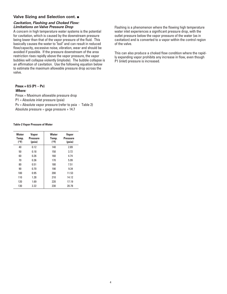 Valve sizing and selection cont | Powers 596 Series Flowrite II Heavy Duty Control Valves - Type MI Mixing User Manual | Page 4 / 8
