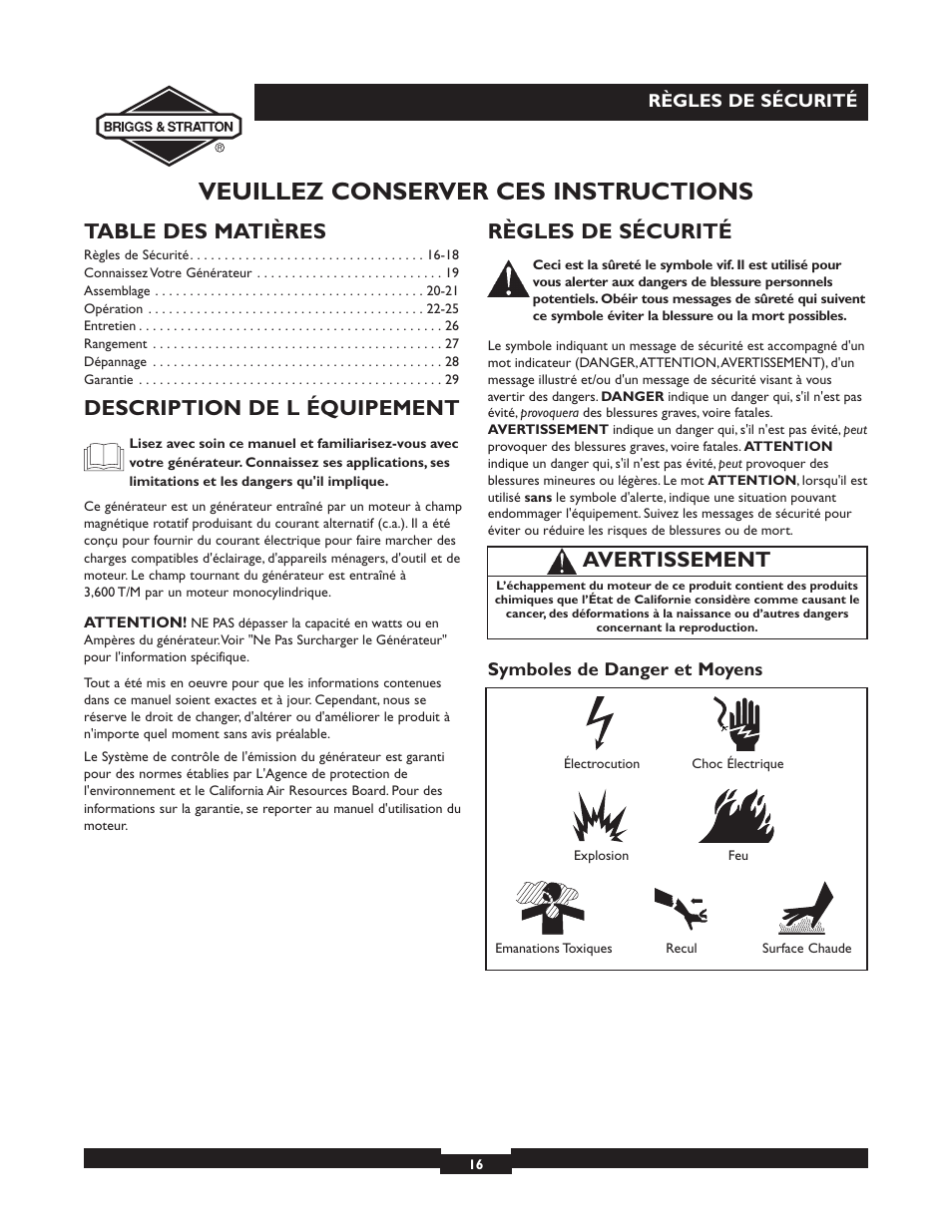 Briggs & Stratton 30246 User Manual | Page 16 / 44