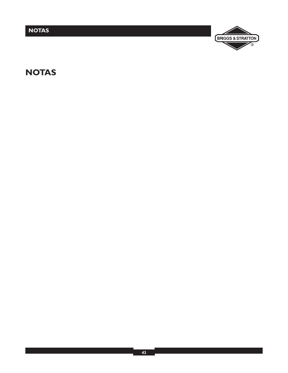 Notas | Briggs & Stratton 30246 User Manual | Page 43 / 44