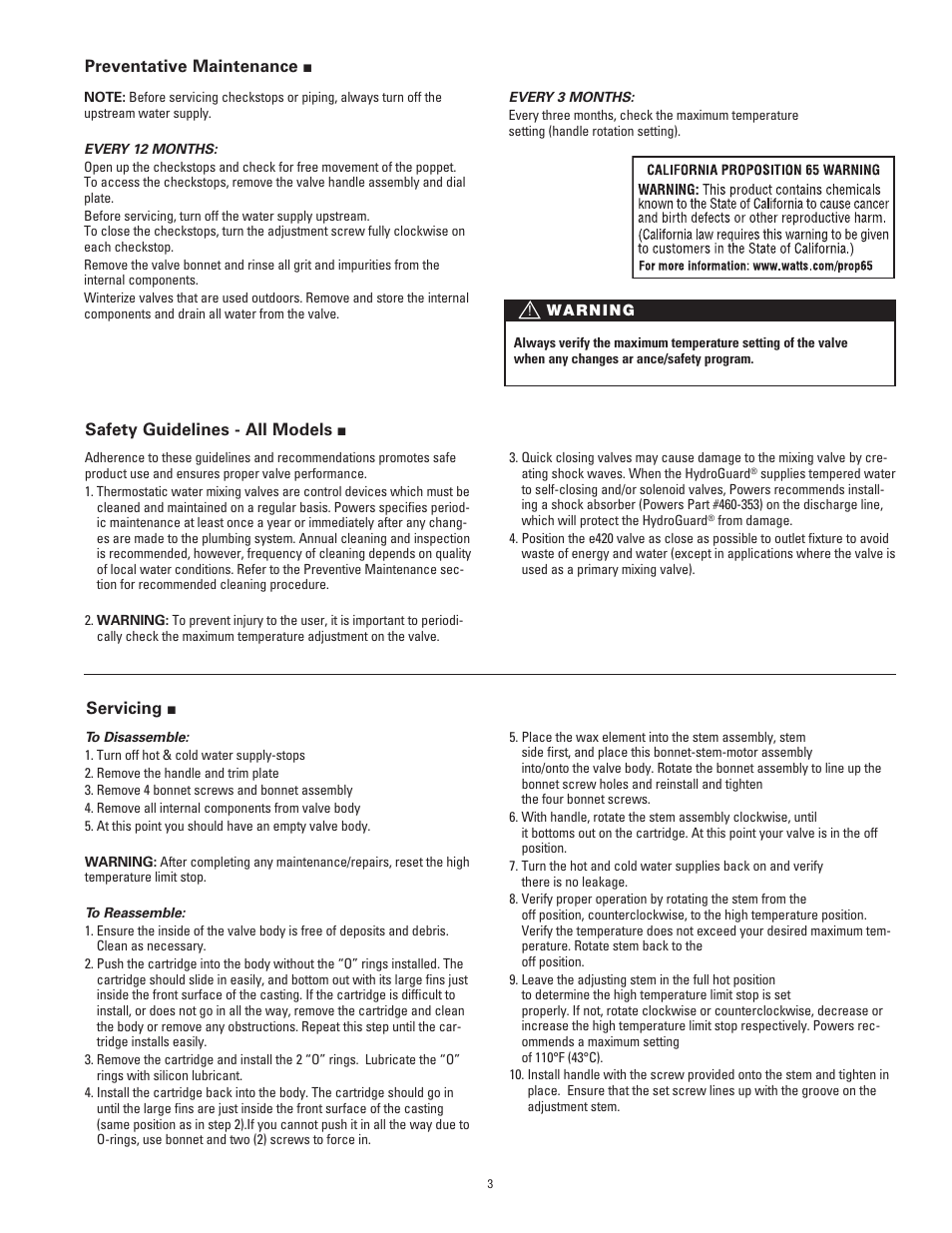 Powers e420 Series Combination T/P Tempering Valves User Manual | Page 3 / 4