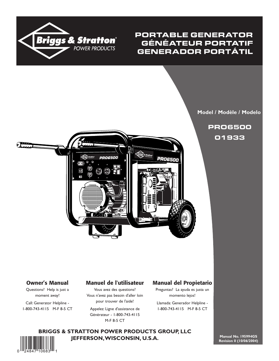 Briggs & Stratton PRO6500 User Manual | 56 pages