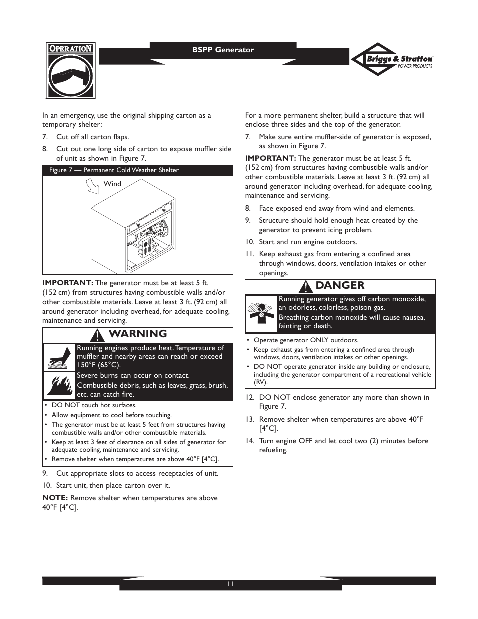 Warning, Danger | Briggs & Stratton PRO6500 User Manual | Page 11 / 56