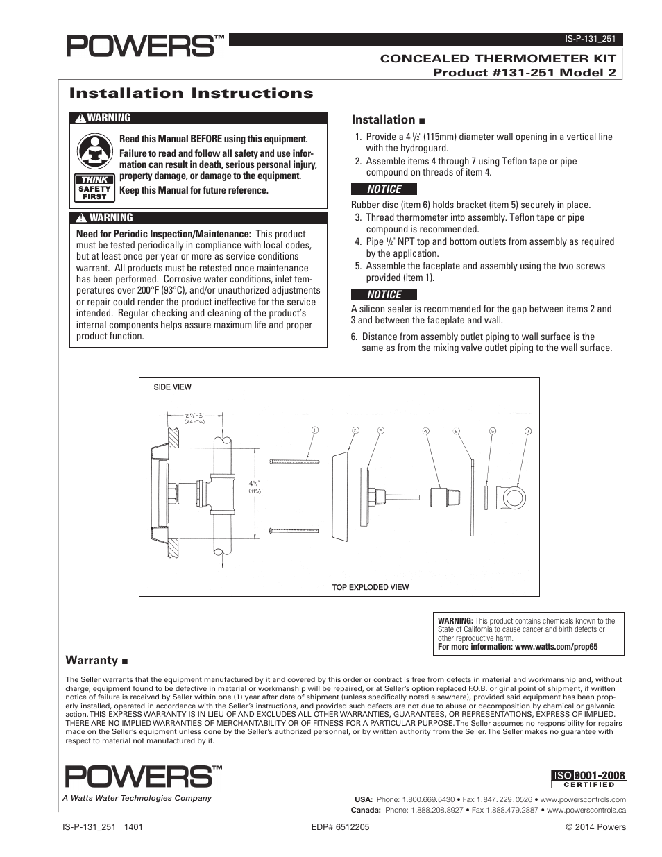 Powers HydroGuard Thermometers User Manual | 1 page