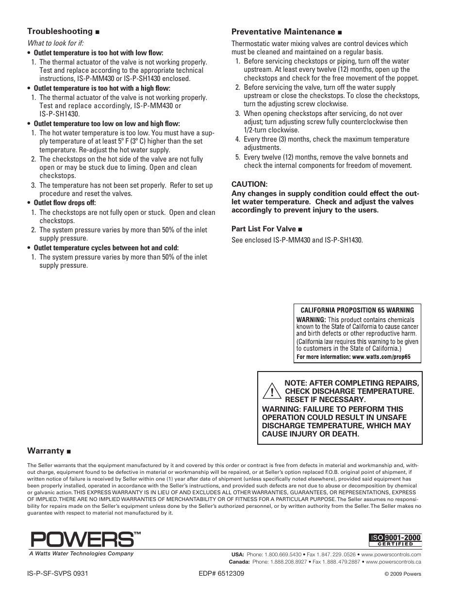 Powers PowerStation XP Single and Multi-Valve Series - Single Valve 1 - 208 gpm User Manual | Page 4 / 4