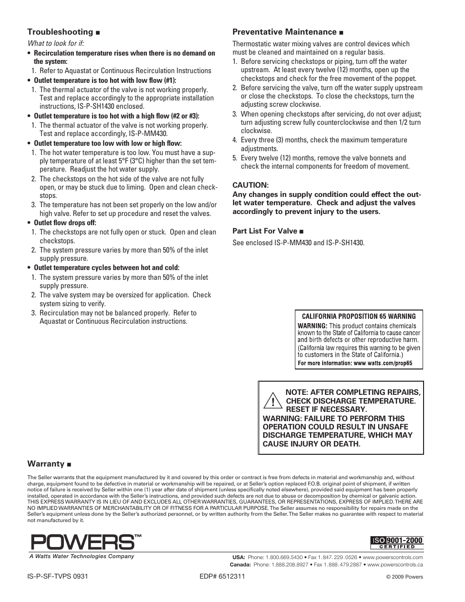 Powers PowerStation XP Single and Multi-Valve Series - Triple Valve 1 - 416 gpm User Manual | Page 4 / 4