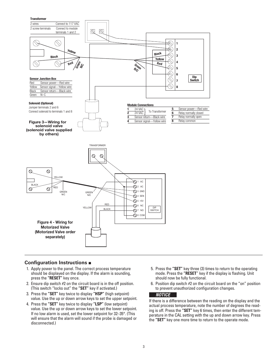 Configuration instructions, Notice | Powers 460 Series AquaSentry 2 Temperature Alarm System User Manual | Page 3 / 4