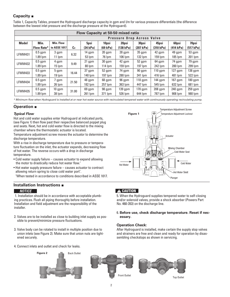 Powers MM430 Master Tempering Valves User Manual | Page 2 / 4