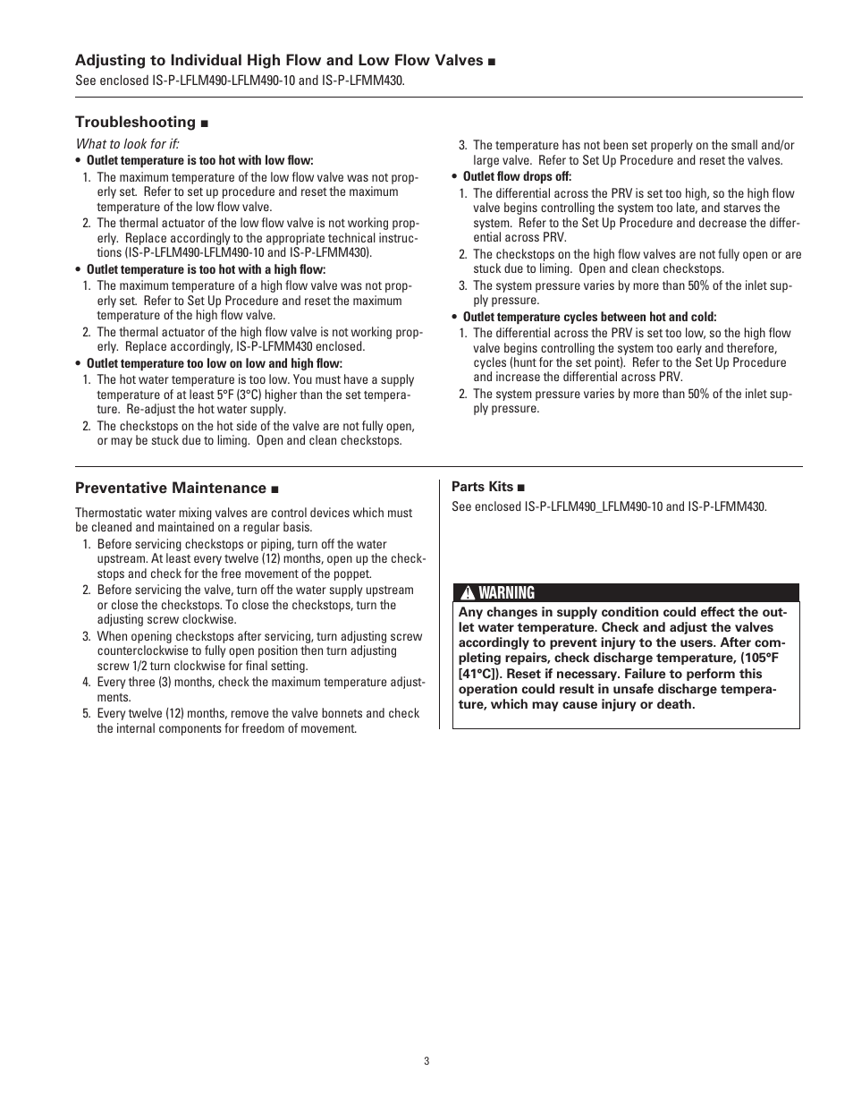 Warning | Powers MM430 2 Valve HiLo User Manual | Page 3 / 4