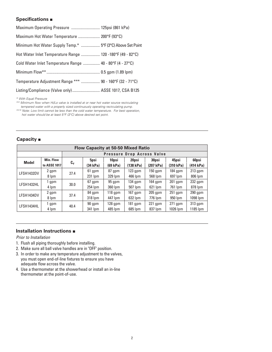 Powers SH1430 2 Valve HiLo & DV User Manual | Page 2 / 4