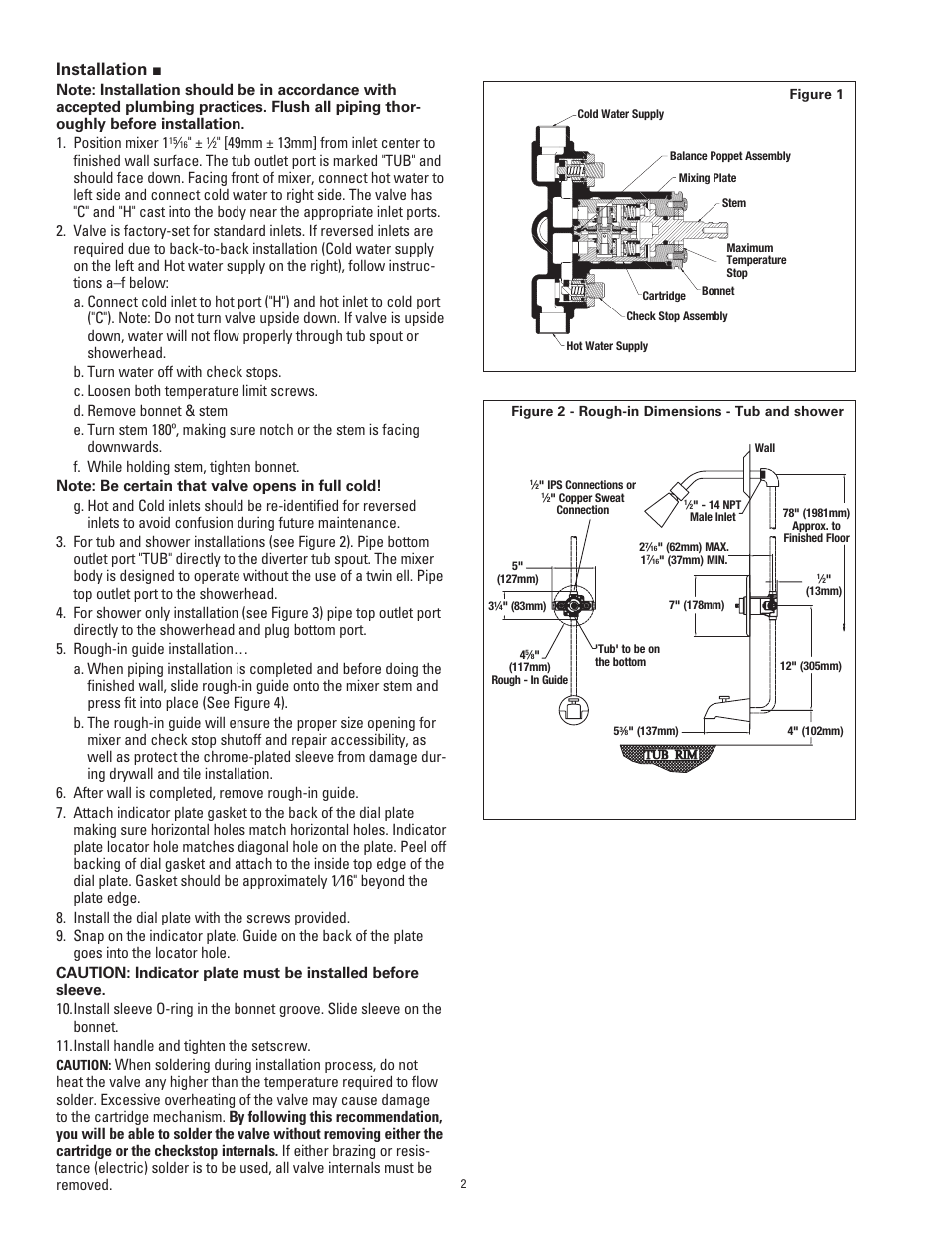 Installation | Powers PB410 Series Pressure Balancing Mixing Valves - Pressure Balancing Mixing Valve User Manual | Page 2 / 4