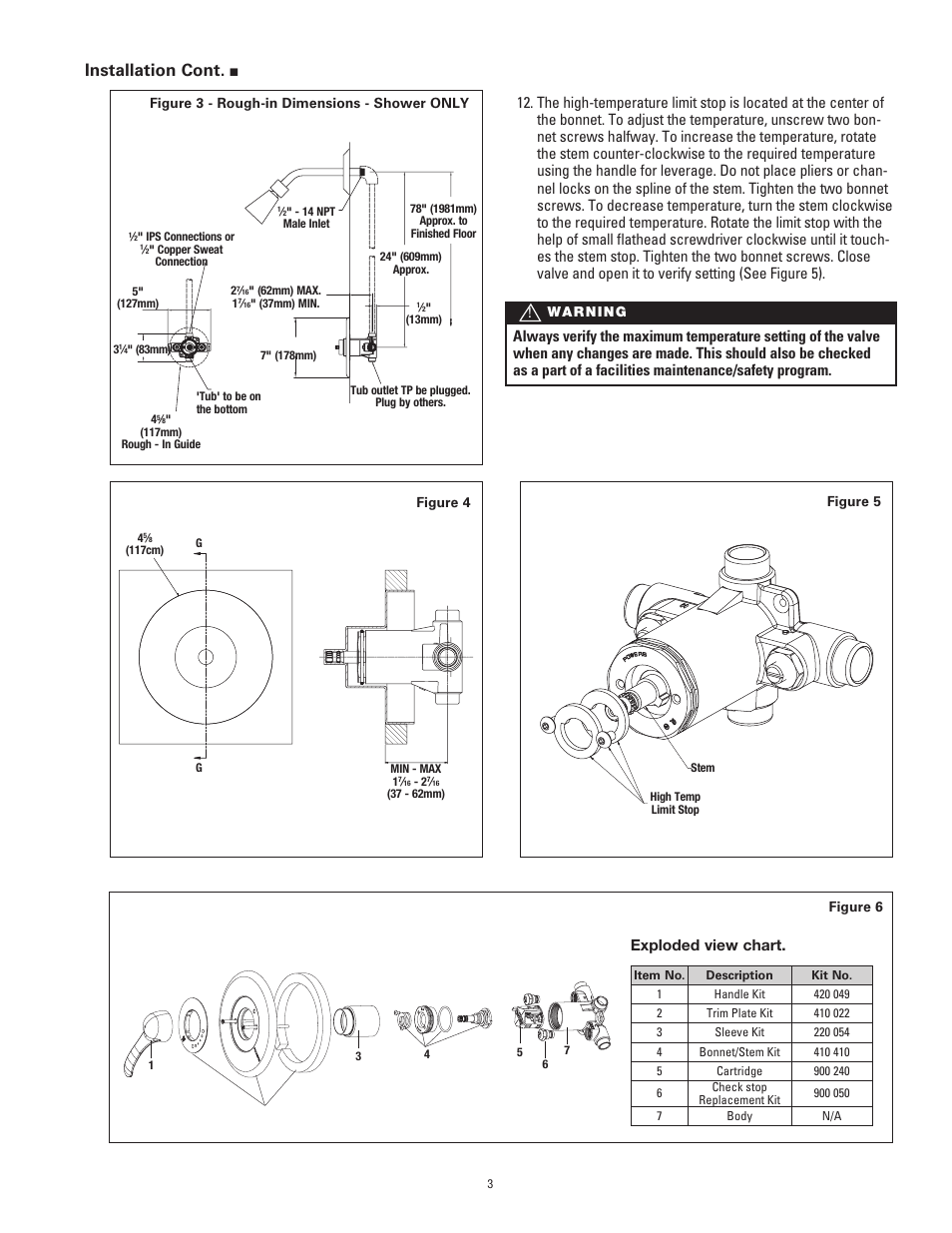 Installation cont | Powers PB410 Series Pressure Balancing Mixing Valves - Pressure Balancing Mixing Valve User Manual | Page 3 / 4