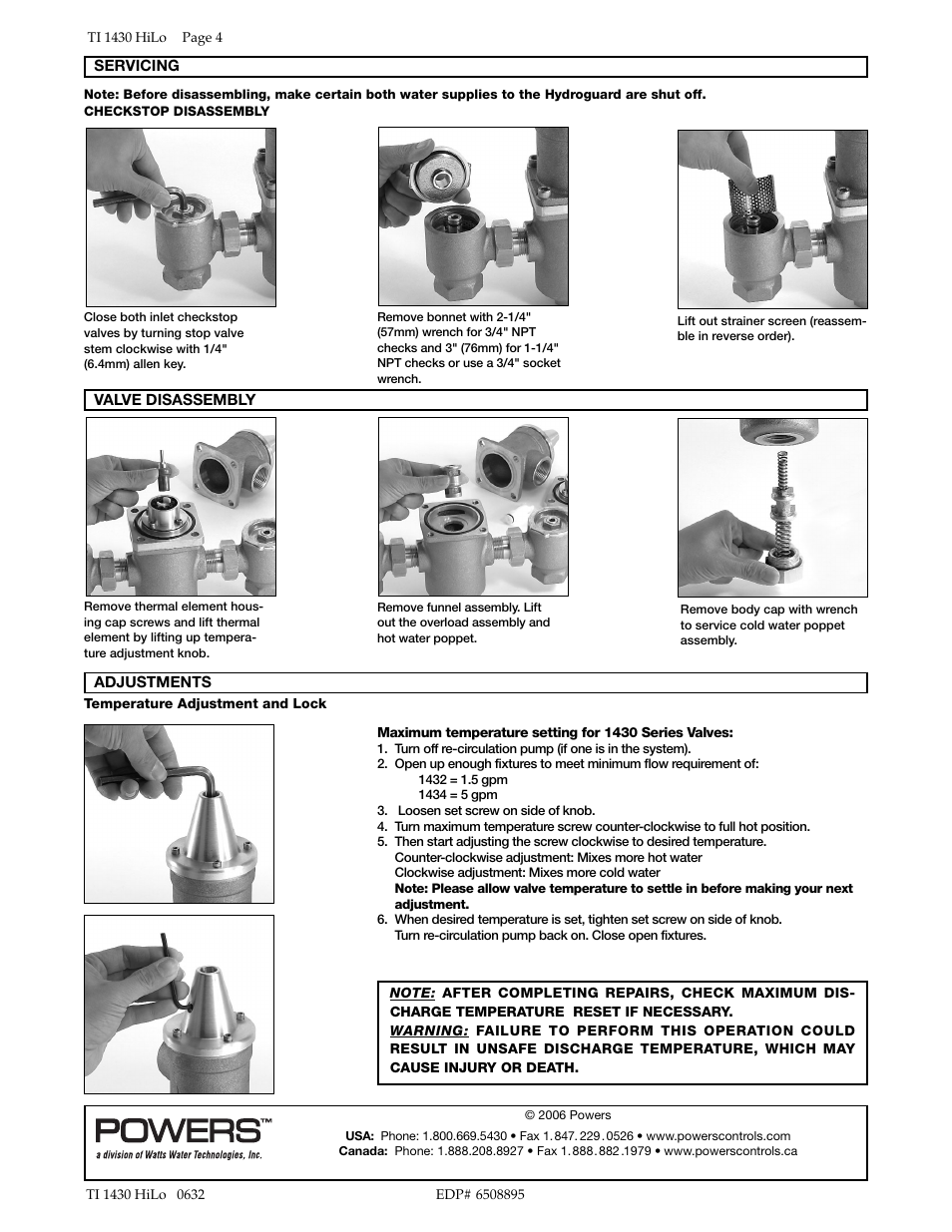 Powers 1430 Series HiLo Master Mixing Valve User Manual | Page 4 / 4