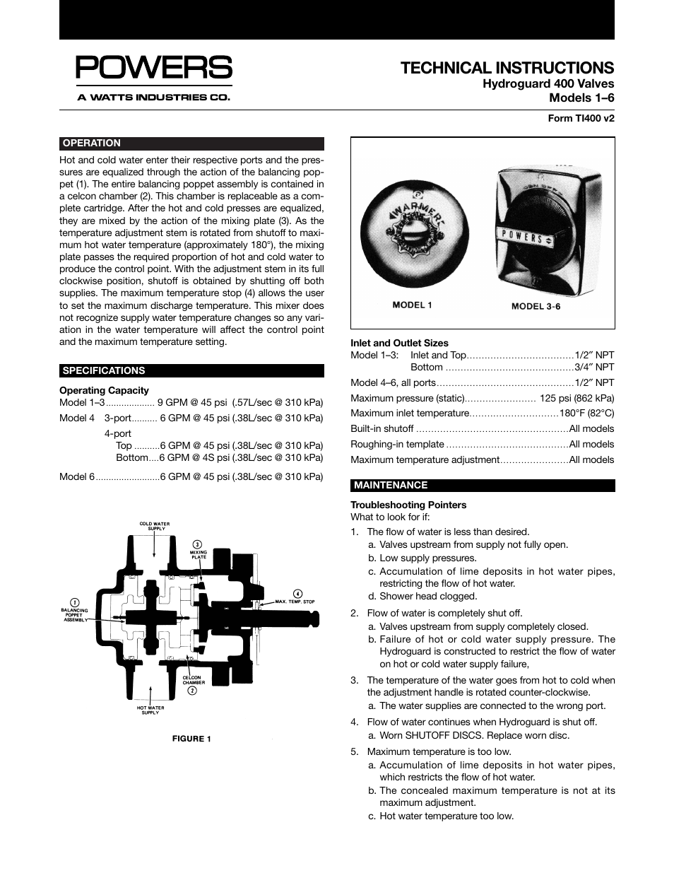 Powers 400 Series Balancing Valves User Manual | 4 pages