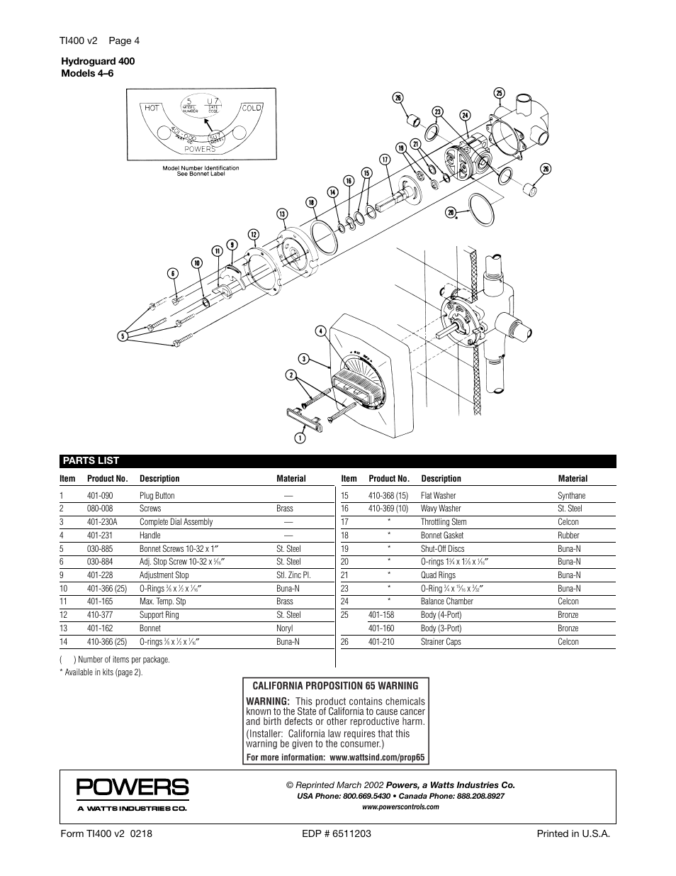 Powers 400 Series Balancing Valves User Manual | Page 4 / 4