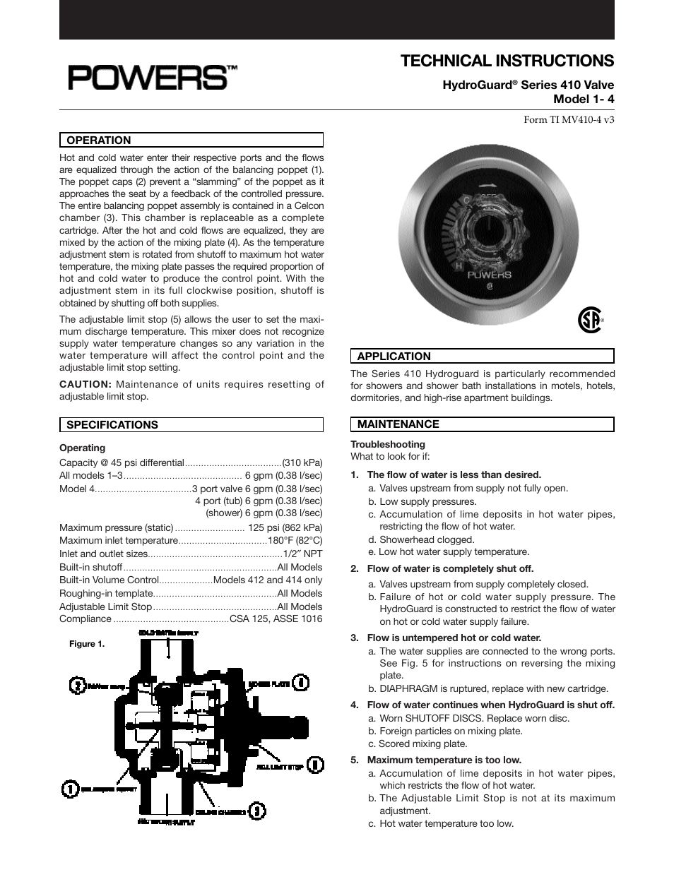 Powers 410 Series Balancing Valves User Manual | 4 pages
