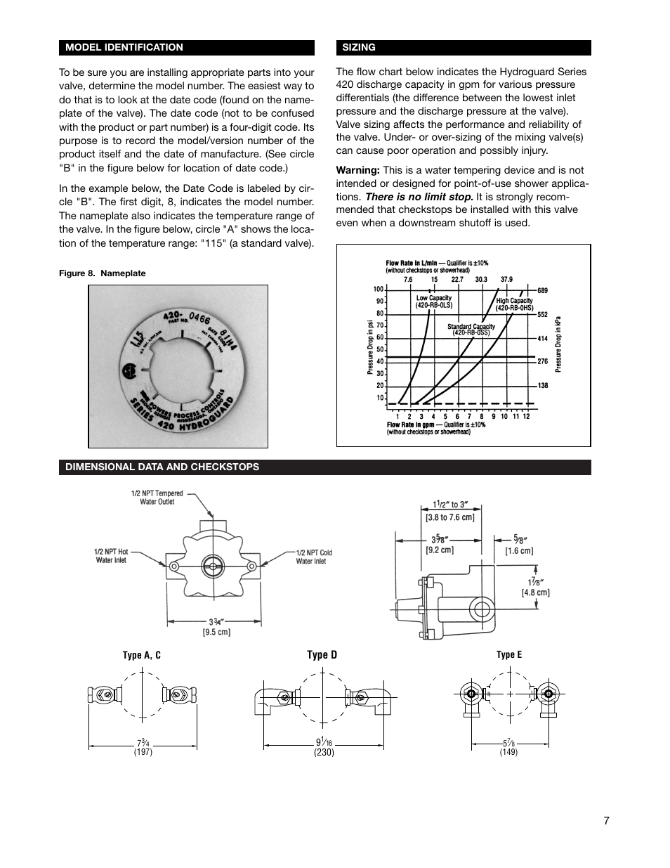 Powers 420U Series Under-the-Counter Thermostatic Tempering Valves User Manual | Page 7 / 8