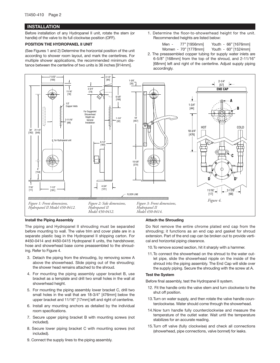 Installation, Figure 4 | Powers 450-410 HydroPanel II Shower System User Manual | Page 2 / 4