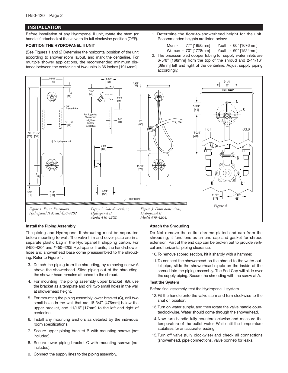 Installation, Figure 4 | Powers 450-e420 HydroPanel II Shower System User Manual | Page 2 / 4