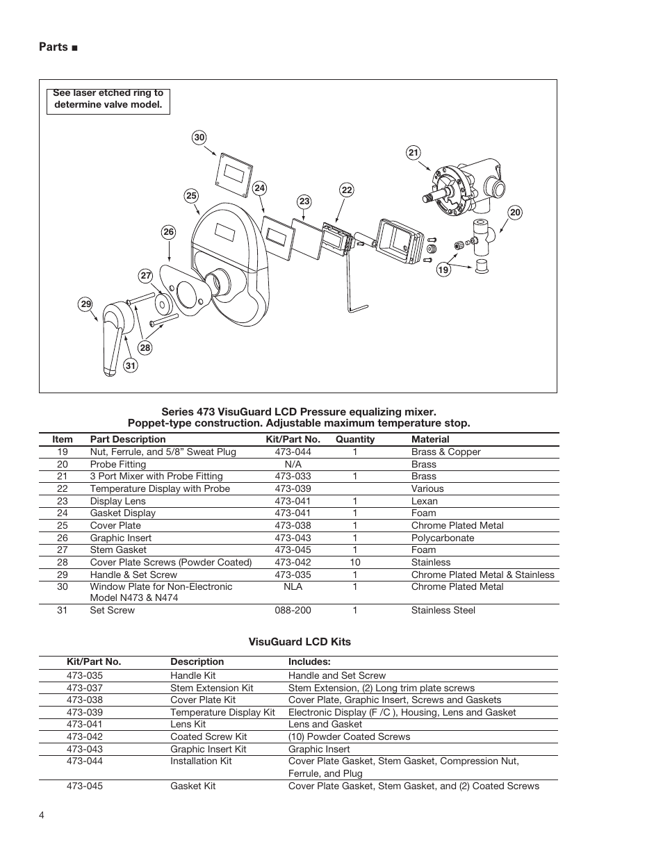 Powers 470 Series VisuGuard Pressure-Balancing Tempering Valve with LCD Temperature Display User Manual | Page 4 / 8