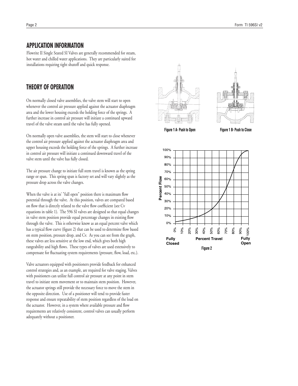 Application information, Theory of operation | Powers 596 SI Flowrite II Heavy Duty Control Valves User Manual | Page 2 / 8