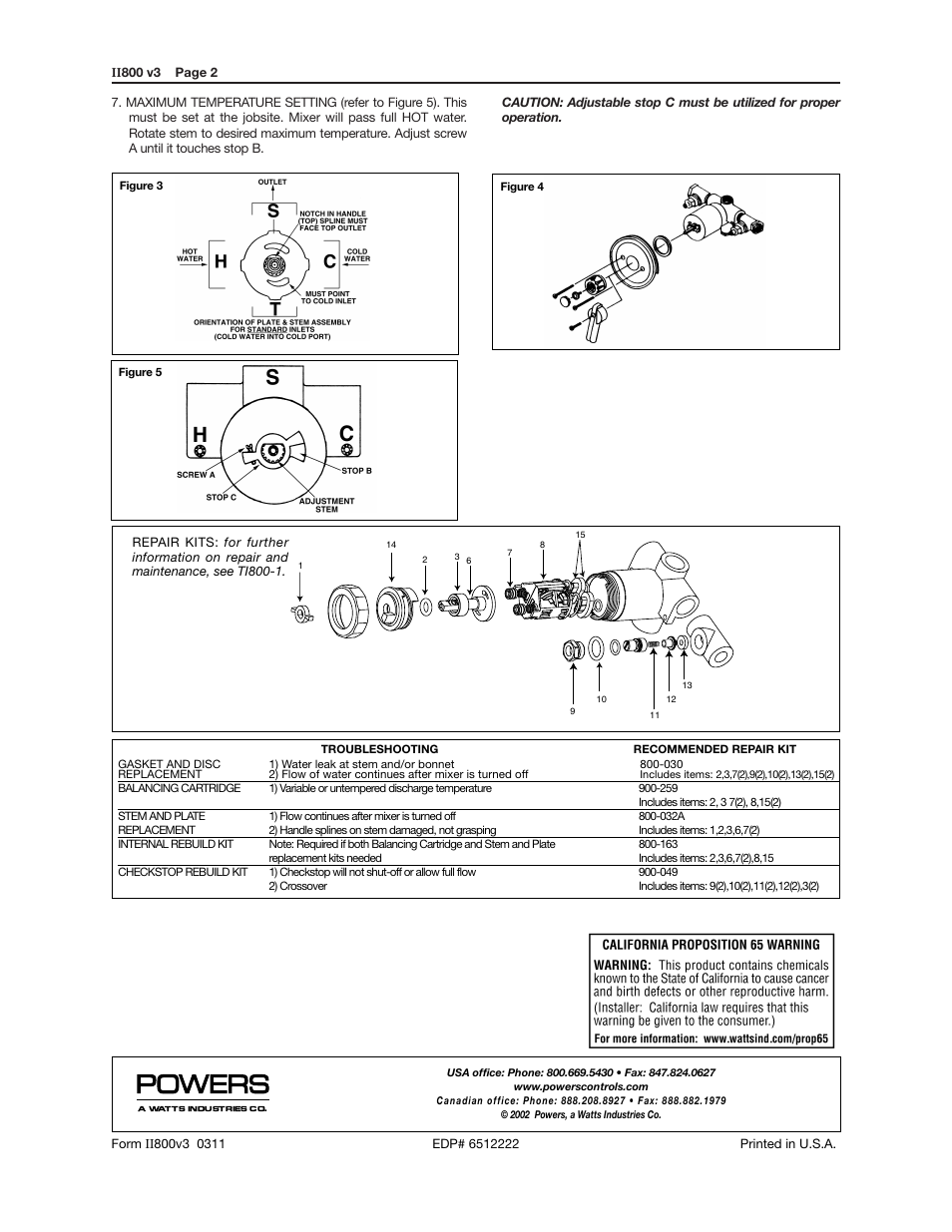Powers 800 Series Biltmore Series Pressure Balancing Valves User Manual | Page 2 / 2