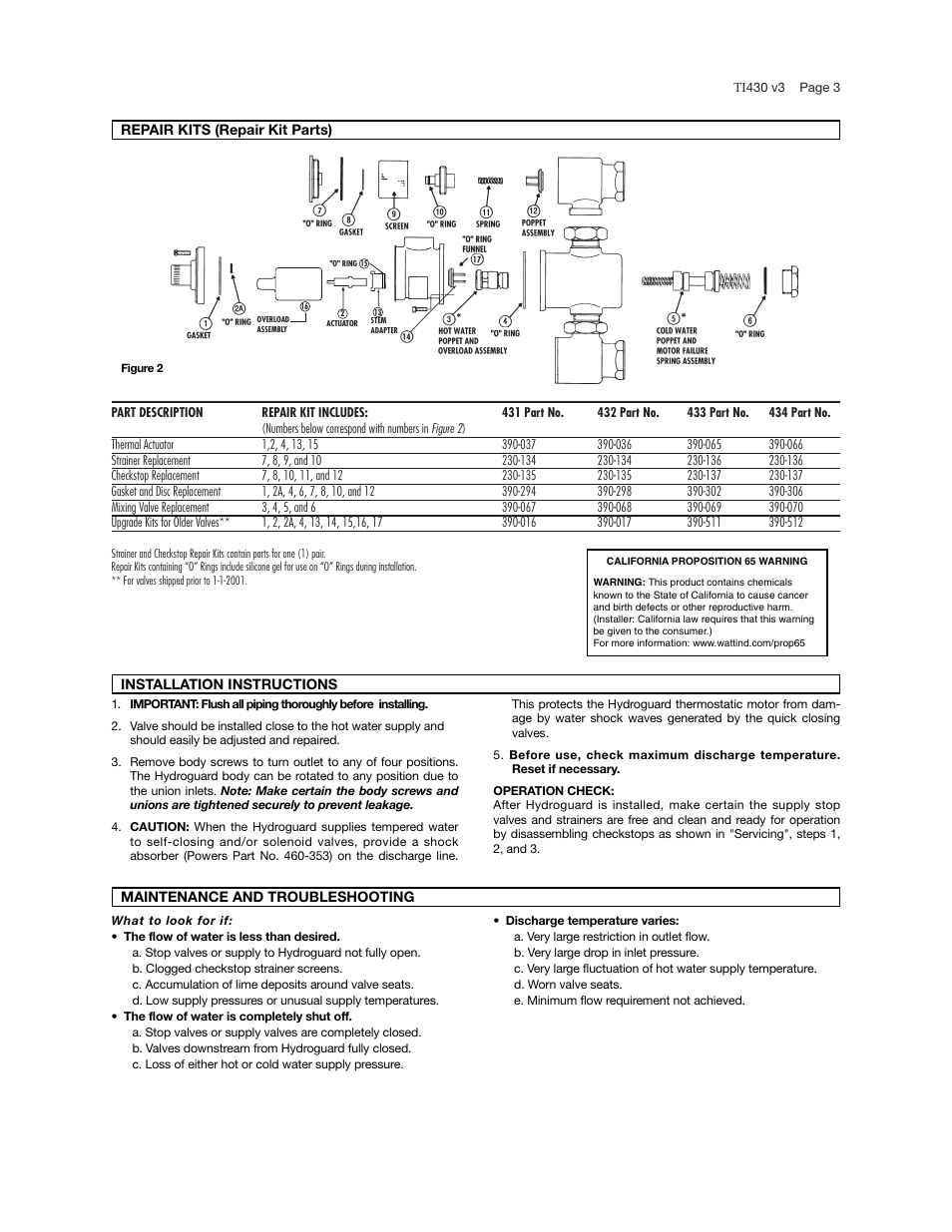 Powers e430 Series Master Mixing Valves User Manual | Page 3 / 4