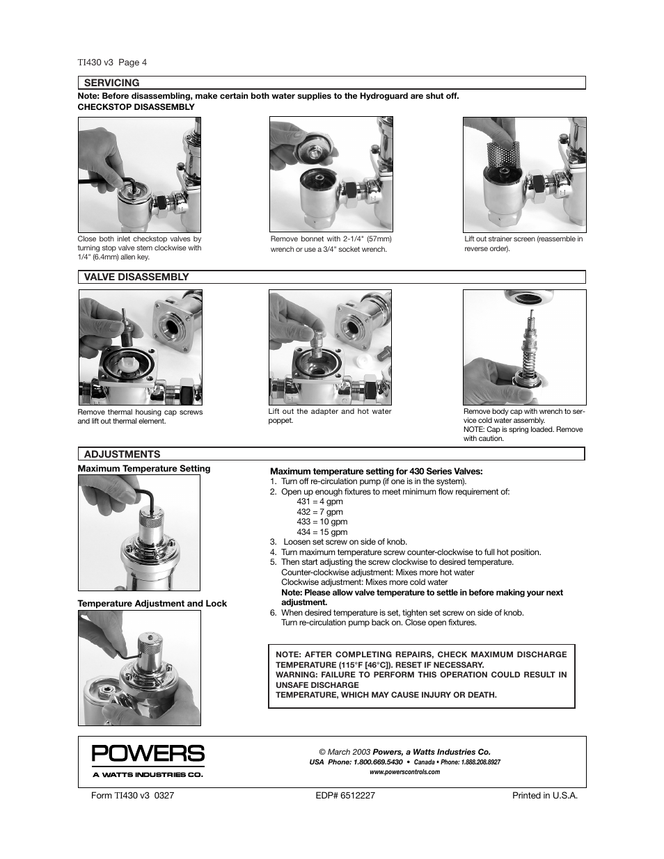 Powers e430 Series Master Mixing Valves User Manual | Page 4 / 4