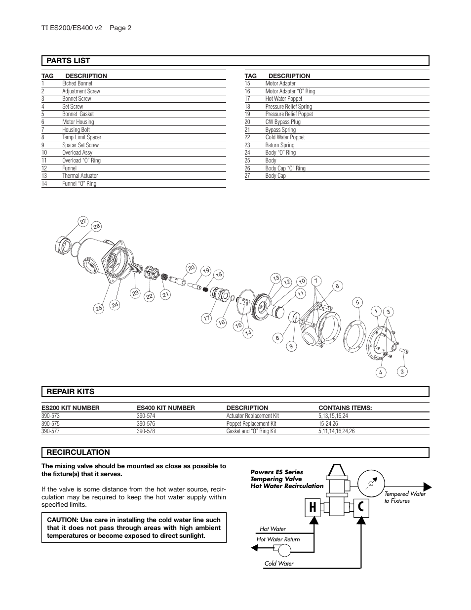 Powers ES200/400 Emergency Tempering Valves User Manual | Page 2 / 4