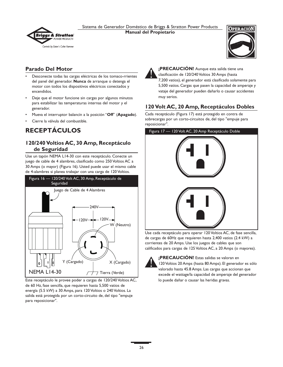 Receptáculos | Briggs & Stratton 190477GS User Manual | Page 26 / 40