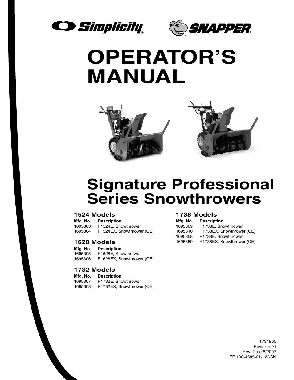 Briggs & Stratton 1732 User Manual | 36 pages