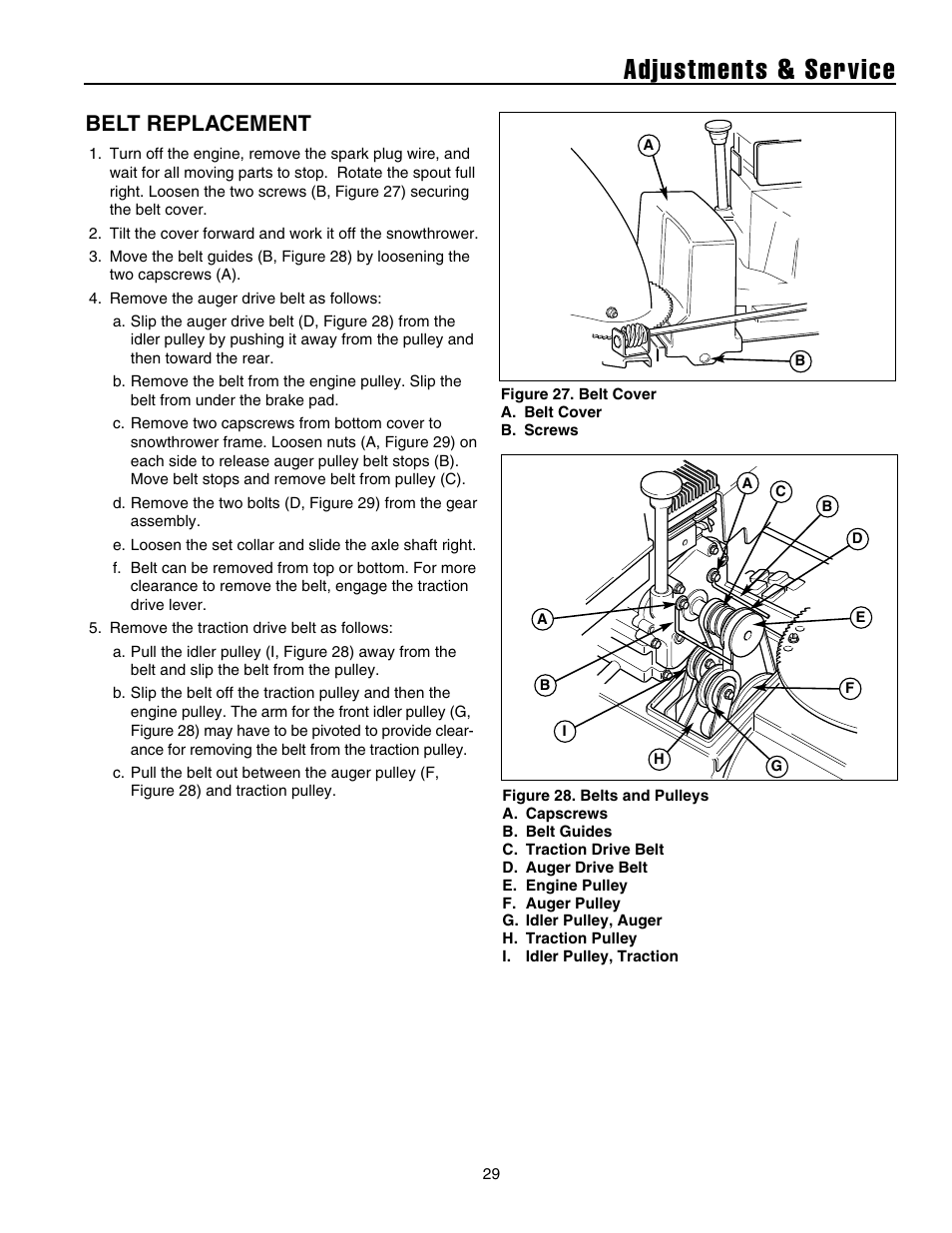 Adjustments & service, Belt replacement | Briggs & Stratton 1732 User Manual | Page 31 / 36