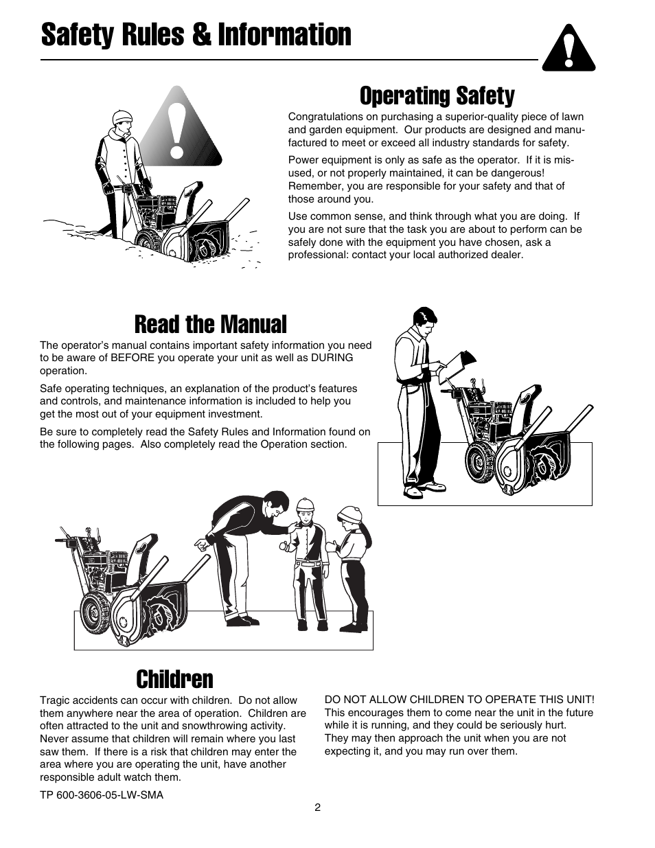 Safety rules & information, Operating safety, Read the manual | Children | Briggs & Stratton 1732 User Manual | Page 4 / 36