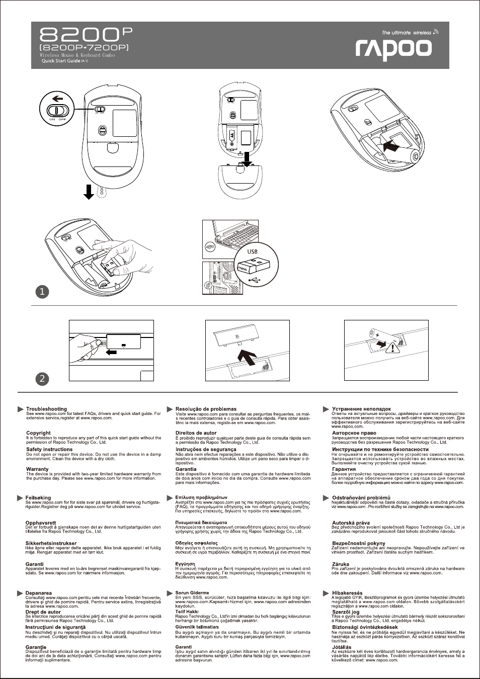 Rapoo 8200P User Manual | 2 pages