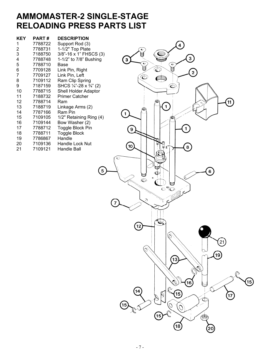 RCBS AmmoMaster 2 Single Stage Reloading Press User Manual | Page 7 / 8