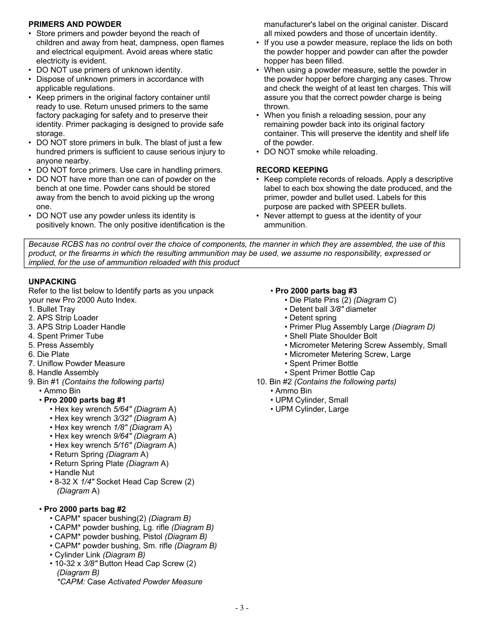 RCBS Pro 2000 Auto Index Reloading Press User Manual | Page 3 / 18