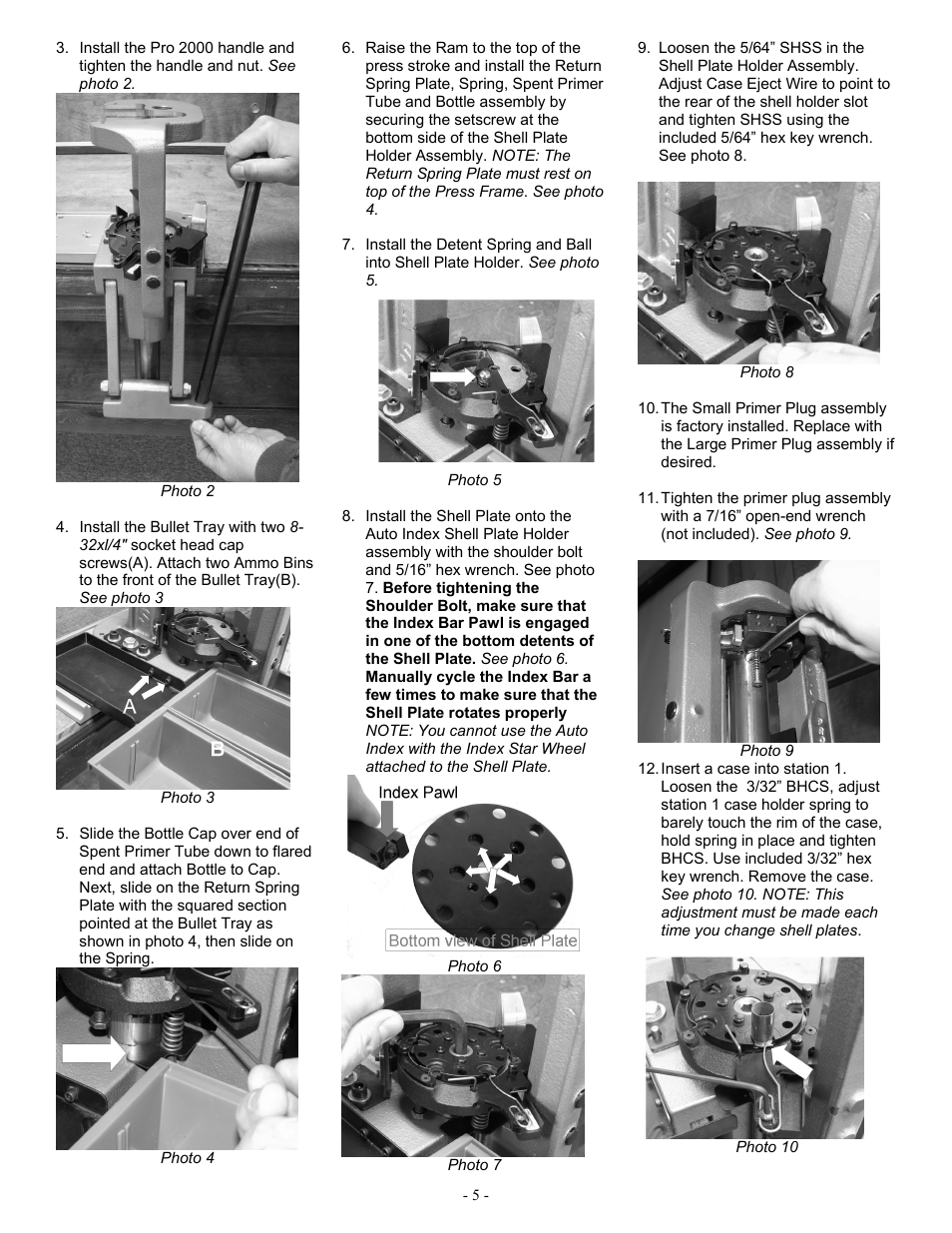 RCBS Pro 2000 Auto Index Reloading Press User Manual | Page 5 / 18