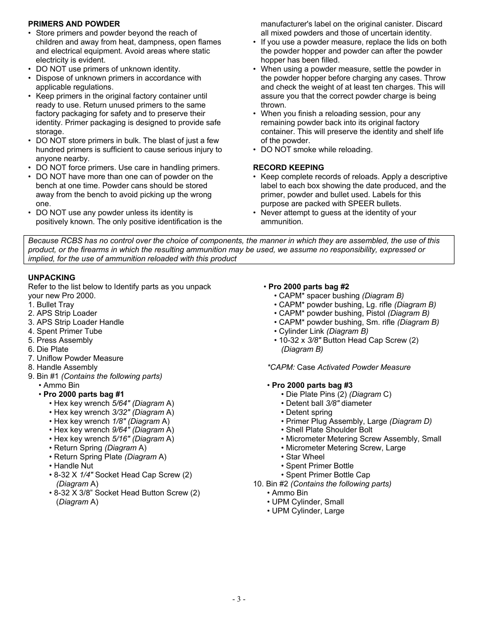 RCBS Pro 2000 Progressive Reloading Press User Manual | Page 3 / 16