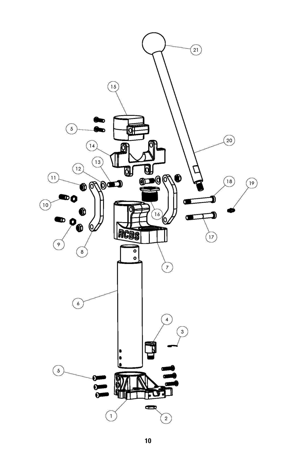 Summit, Press parts list | RCBS Summit Reloading Press User Manual | Page 10 / 12