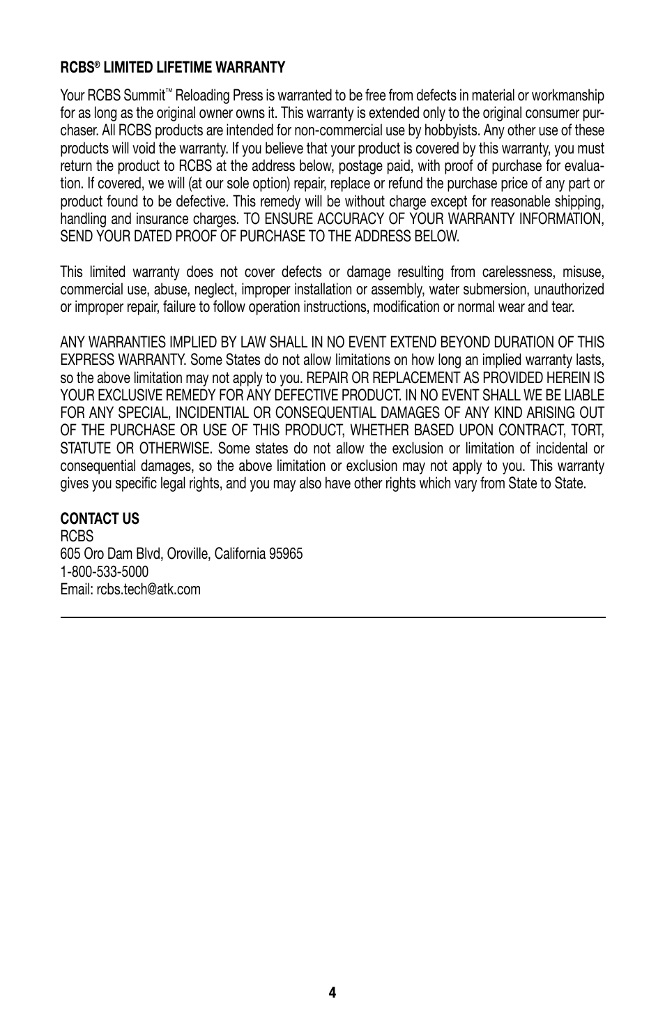 RCBS Summit Reloading Press User Manual | Page 4 / 12