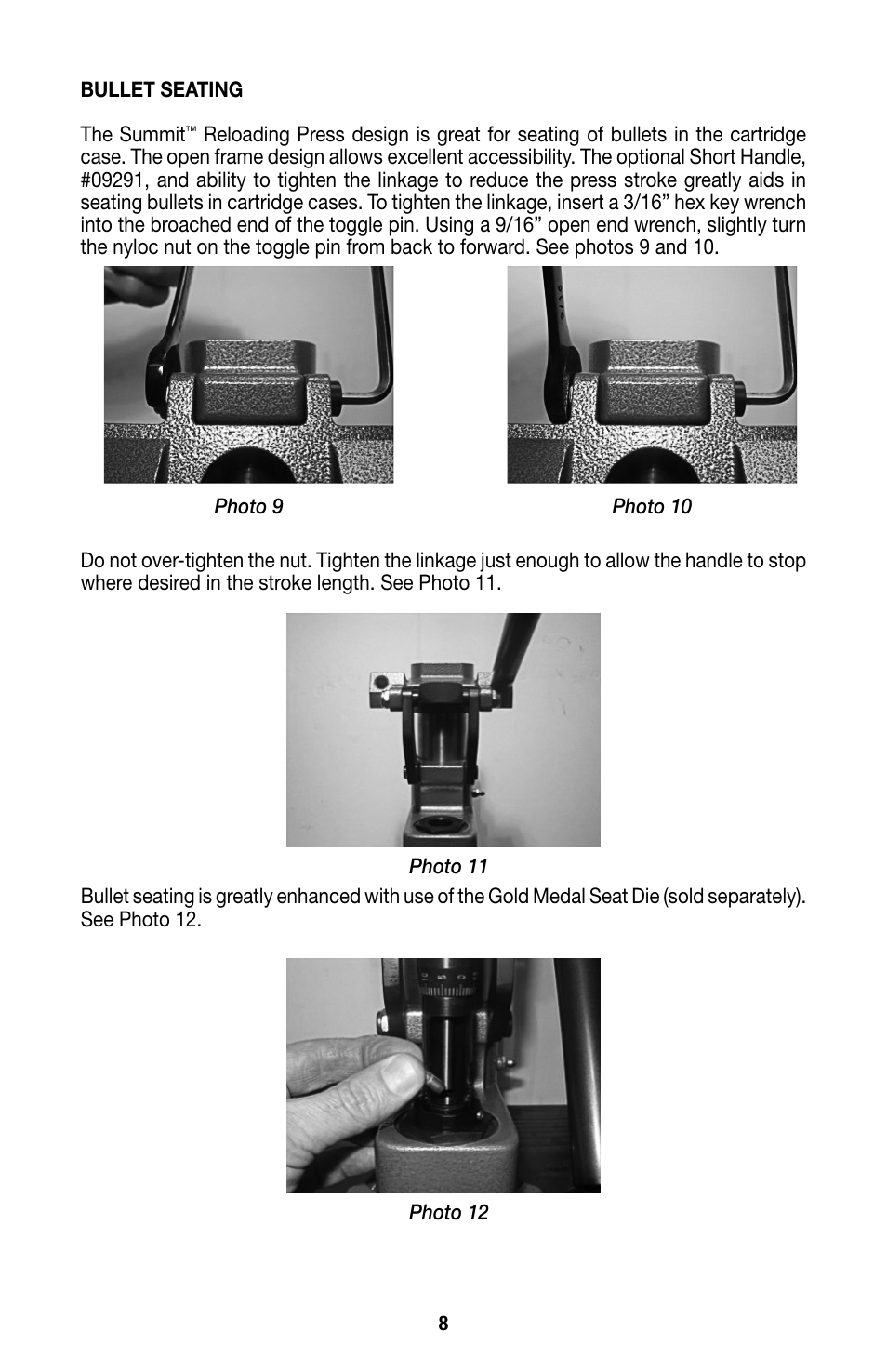 RCBS Summit Reloading Press User Manual | Page 8 / 12
