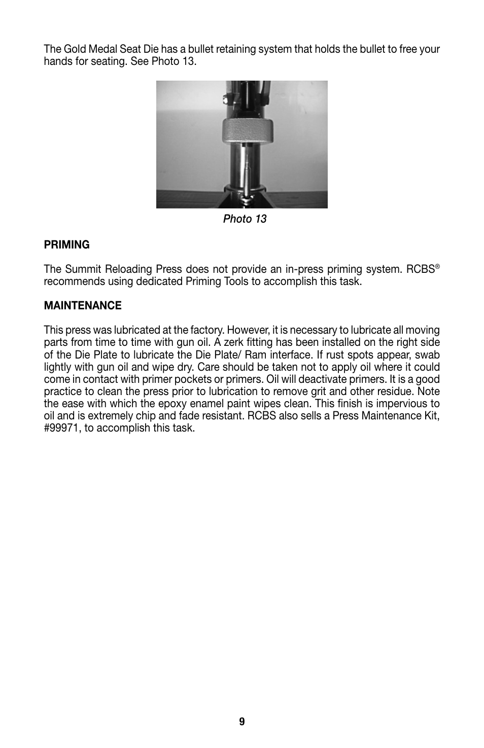 RCBS Summit Reloading Press User Manual | Page 9 / 12