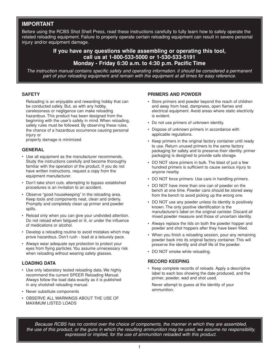 Important | RCBS The Grand Conversion Unit User Manual | Page 2 / 10