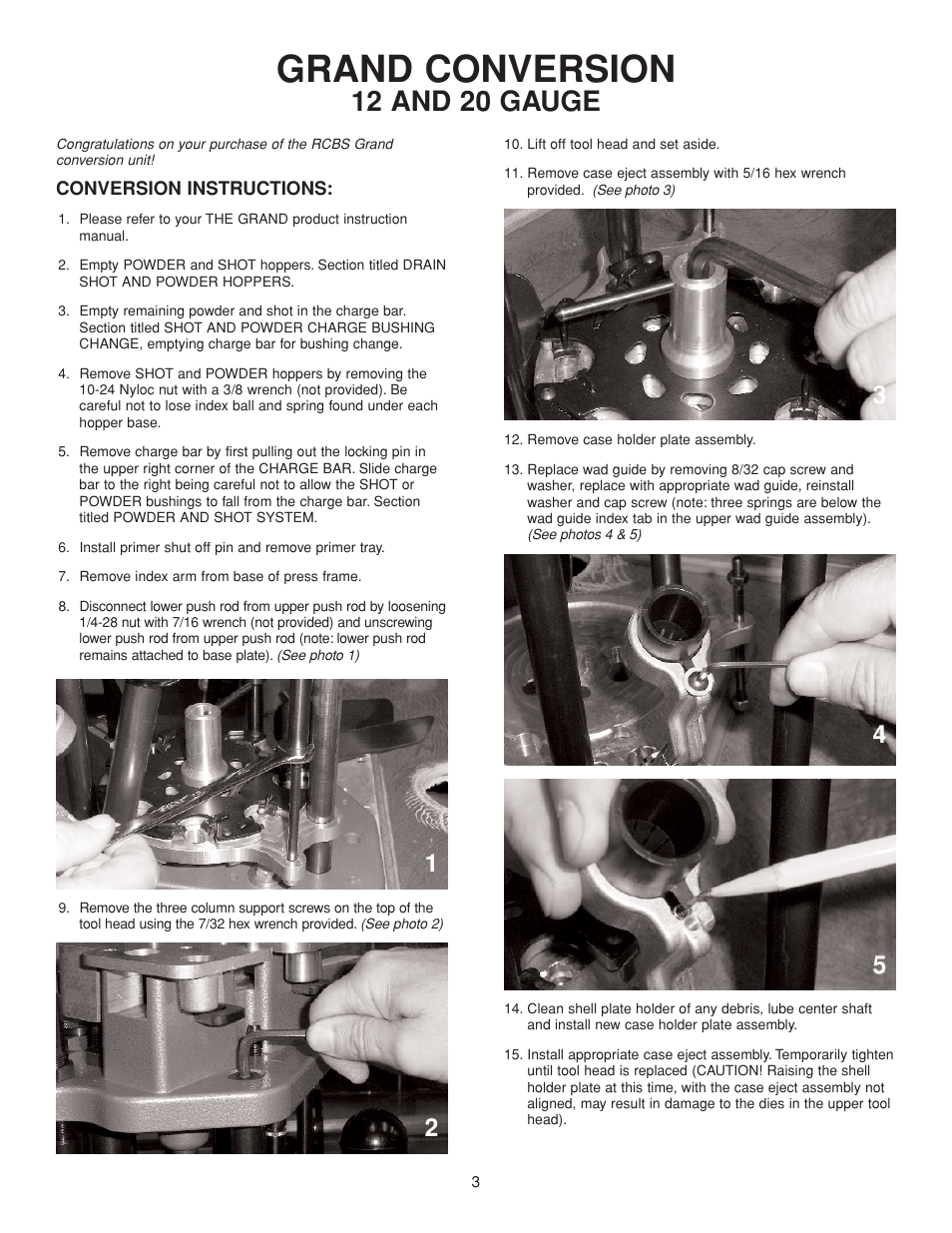 Grand conversion, 12 and 20 gauge | RCBS The Grand Conversion Unit User Manual | Page 4 / 10