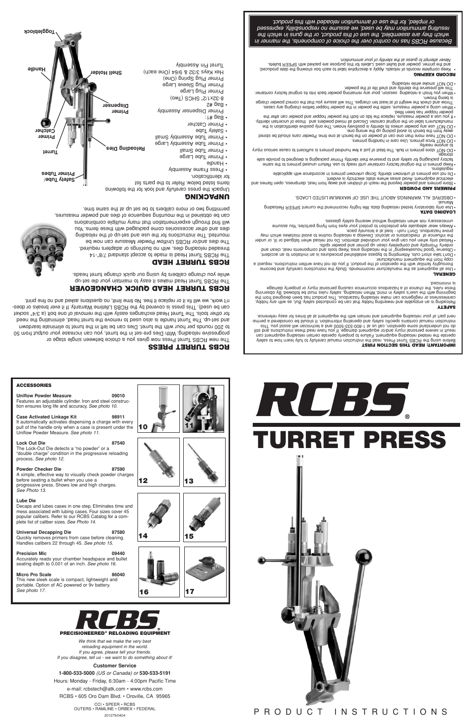 Turret press, Rcbs turret head quick changeover, Rcbs turret head | Unpacking | RCBS Turret Press User Manual | Page 2 / 3